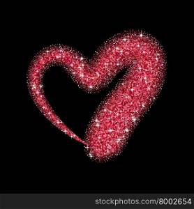 Glitter heart with sparkles for Valentines Day