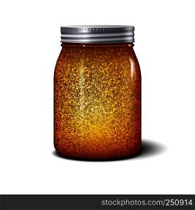 Glitter jar. Realistic object with golden sparkles