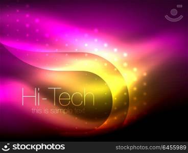 Glittering neon glowin wave, techno modern art abstract background, magical shiny template. Glittering neon glowin wave, techno modern art abstract background, magical shiny template. Vector illustration