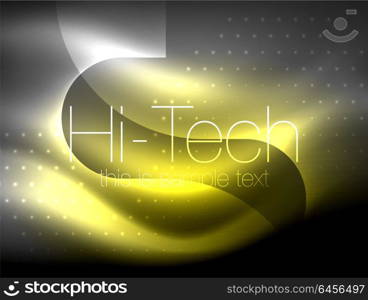 Glittering neon glowin wave, techno modern art abstract background, magical shiny template. Glittering neon glowin wave, techno modern art abstract background, magical shiny template. Vector illustration