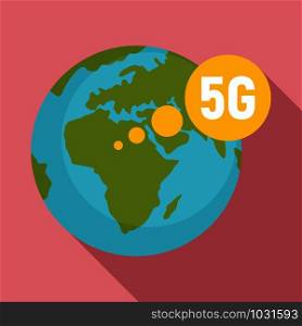 Global 5g technology icon. Flat illustration of global 5g technology vector icon for web design. Global 5g technology icon, flat style