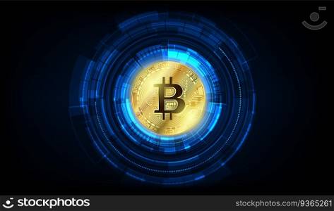 Global Abstract Bitcoin Crypto Currency Blockchain Technology World Map Background Illustration