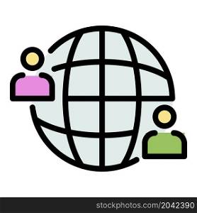 Global advice icon. Outline global advice vector icon color flat isolated. Global advice icon color outline vector
