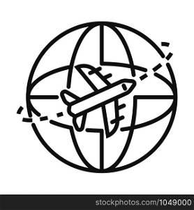 Global air delivery icon. Outline global air delivery vector icon for web design isolated on white background. Global air delivery icon, outline style
