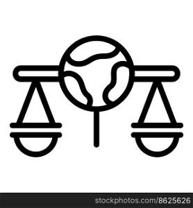 Global balance patent icon outline vector. Legal protection. Law copyright. Global balance patent icon outline vector. Legal protection