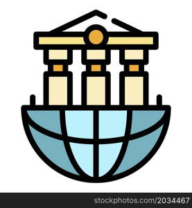 Global bank system icon. Outline global bank system vector icon color flat isolated. Global bank system icon color outline vector