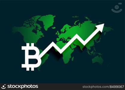 global bitcoin growth arrow chart background