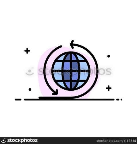 Global Business, Business Network, Global Business Flat Line Filled Icon Vector Banner Template