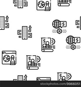 Global Business Finance Strategy Seamless Pattern Vector Thin Line. Illustrations. Global Business Finance Strategy Seamless Pattern Vector