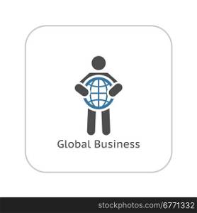 Global Business Icon. Business Concept. Flat Design. Isolated Illustration.. Global Business Icon. Flat Design.
