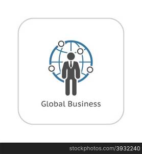 Global Business Icon. Flat Design. Isolated Illustration.. Global Business Icon. Flat Design.