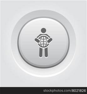 Global Business Icon. Global Business Icon. Business Concept. Grey Button Design