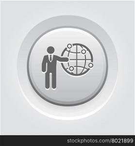 Global Business Icon. Global Business Icon. Business Concept. Grey Button Design