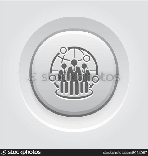 Global Business Icon. Global Business Icon Concept. Grey Button Design