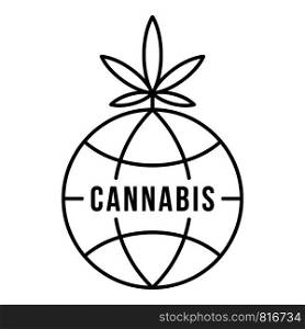 Global cannabis logo. Outline global cannabis vector logo for web design isolated on white background. Global cannabis logo, outline style