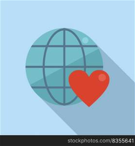 Global charity icon flat vector. Web volunteer. Human project. Global charity icon flat vector. Web volunteer