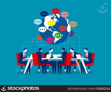 Global chatting to through devices. Concept technology vector, Meeting, Working, Teamwork.