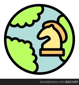 Global chess icon outline vector. Online game. Computer bet color flat. Global chess icon vector flat