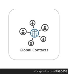 Global Contacts Icon. Flat Design. Isolated Illustration.. Global Contacts Icon. Flat Design.