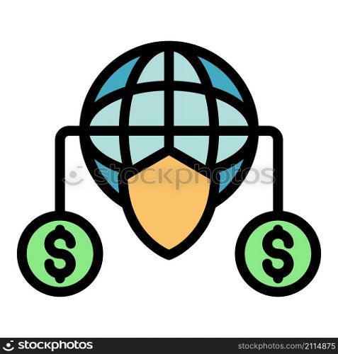 Global credit crisis icon. Outline global credit crisis vector icon color flat isolated. Global credit crisis icon color outline vector