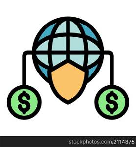 Global credit crisis icon. Outline global credit crisis vector icon color flat isolated. Global credit crisis icon color outline vector