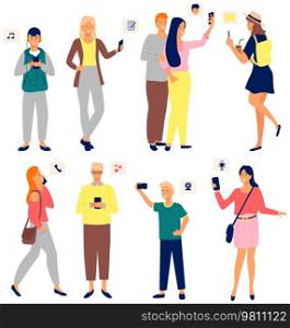 Global data sharing concept of young people using mobile smartphone to share posts and news in social networks. Man and woman holds smart phone to make repost of video news, listening to music. Global data sharing concept with of young people using mobile smartphone for entertainment