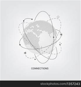 Global digital internet connections with dots and lines. vector illustrations