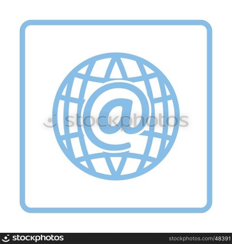 Global e-mail icon. Blue frame design. Vector illustration.