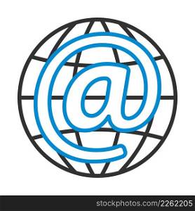 Global E-mail Icon. Editable Bold Outline With Color Fill Design. Vector Illustration.