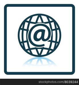 Global e-mail icon. Shadow reflection design. Vector illustration.