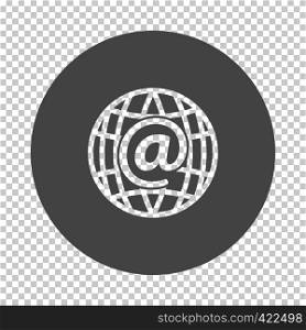 Global e-mail icon. Subtract stencil design on tranparency grid. Vector illustration.