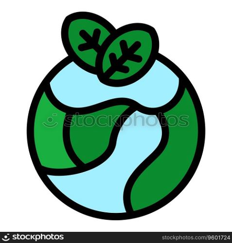 Global eco icon outline vector. Digital science. Nature ecology color flat. Global eco icon vector flat