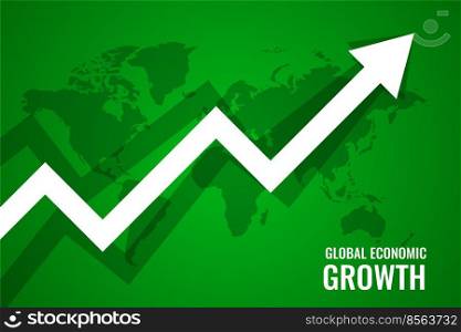 global economi growth upward arrow green background
