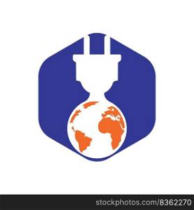 Global electric cord vector logo design template. Global power logo concept.	