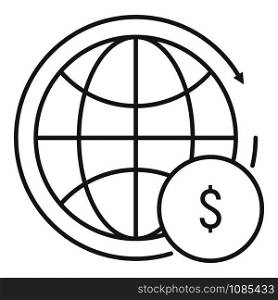 Global finance icon. Outline global finance vector icon for web design isolated on white background. Global finance icon, outline style