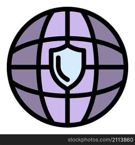 Global fraud protection icon. Outline global fraud protection vector icon color flat isolated. Global fraud protection icon color outline vector