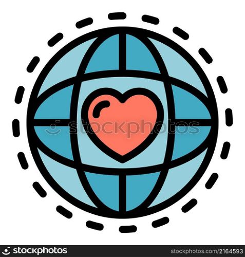 Global friendship icon. Outline global friendship vector icon color flat isolated. Global friendship icon color outline vector
