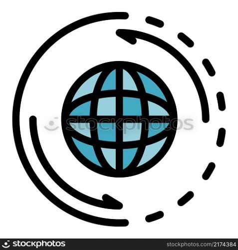 Global gamification icon. Outline global gamification vector icon color flat isolated. Global gamification icon color outline vector