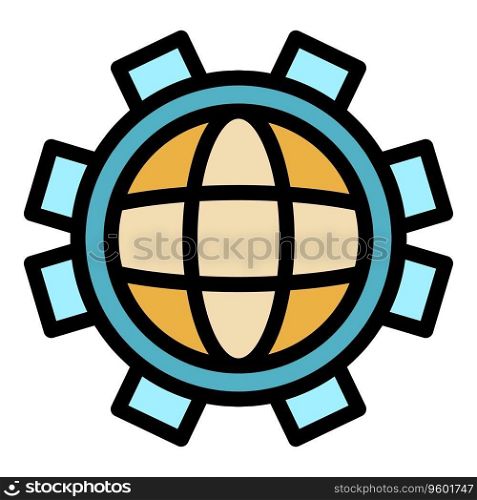 Global gear printing icon outline vector. Printer industry. Car engine color flat. Global gear printing icon vector flat