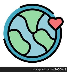 Global generosity icon outline vector. Heart love. Social team color flat. Global generosity icon vector flat
