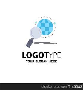 global, globe, magnifier, research, world Flat Color Icon Vector