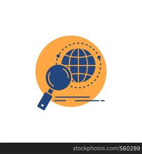 global, globe, magnifier, research, world Glyph Icon.. Vector EPS10 Abstract Template background