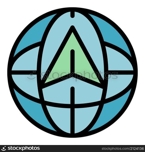 Global gps location icon. Outline global gps location vector icon color flat isolated. Global gps location icon color outline vector