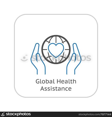 Global Health Assistance Icon. Flat Design. Isolated Illustation.. Global Health Assistance Icon. Flat Design.