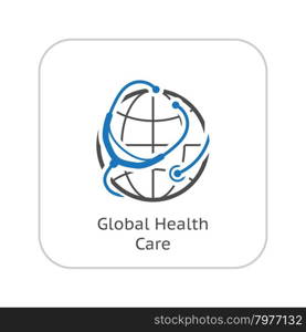 Global Health Care Icon. Flat Design. Isolated Illustration.. Global Health Care Icon. Flat Design.
