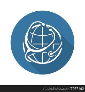 Global Health Care Icon. Flat Design. Isolated Illustration. Long Shadow.. Global Health Care Icon. Flat Design.