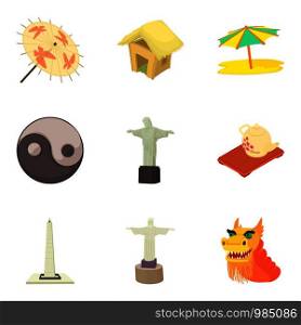 Global history icons set. Cartoon set of 9 global history vector icons for web isolated on white background. Global history icons set, cartoon style