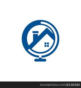 Global home vector logo design template. World house vector logo design concept. 