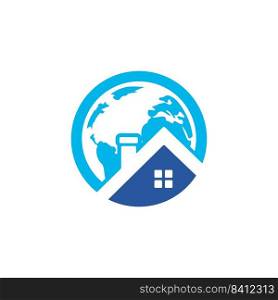 Global home vector logo design template. World house vector logo design concept. 