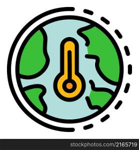 Global hot temperature icon. Outline global hot temperature vector icon color flat isolated. Global hot temperature icon color outline vector